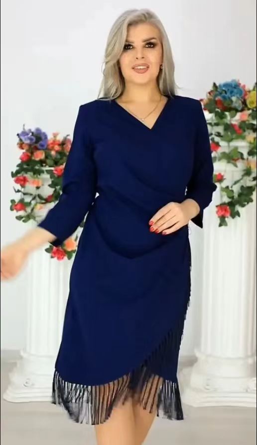 【S-5XL】2024 noua culoare solida marime mare rochie simpla subtire