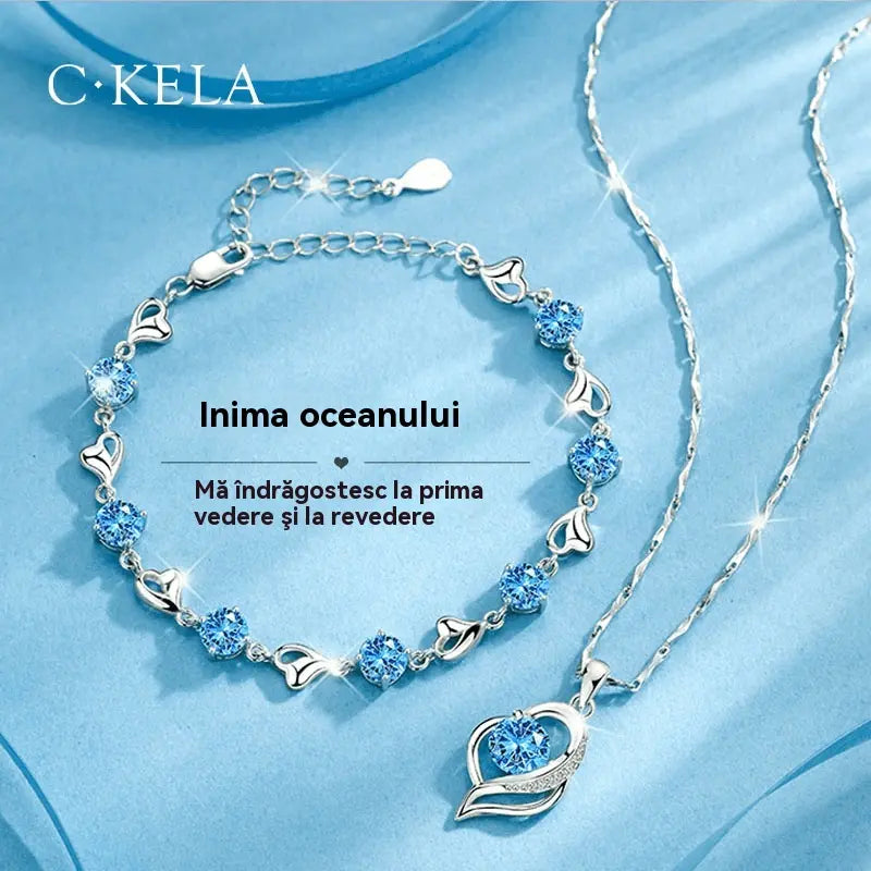❣️❣️Set bratara + colier din argint 925 Heart of the Ocean