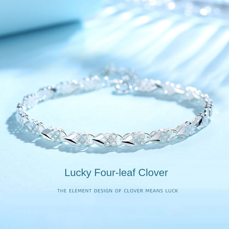 😀👉【Cumpărați unul și primiți unul gratuit】💖🍀Brățară de mână pentru femei, din argint sterling 925, cu trifoi cu patru foi, Love New Fashion