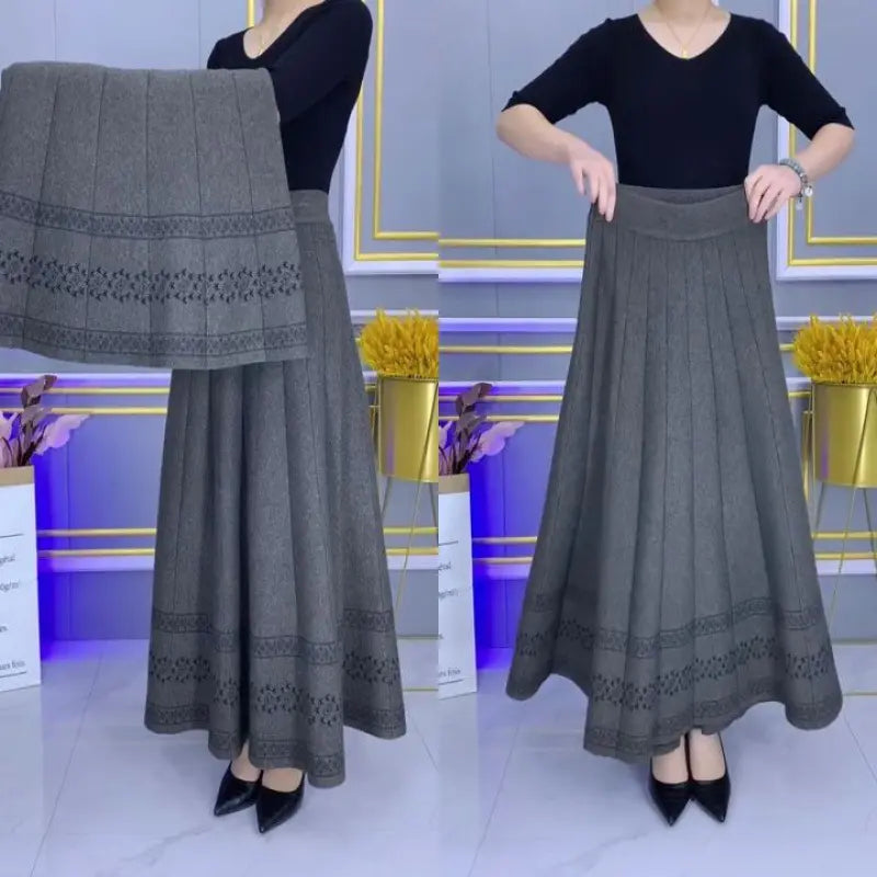 【S-3XL】Fusta de lână îngroșată de toamnă și iarnă