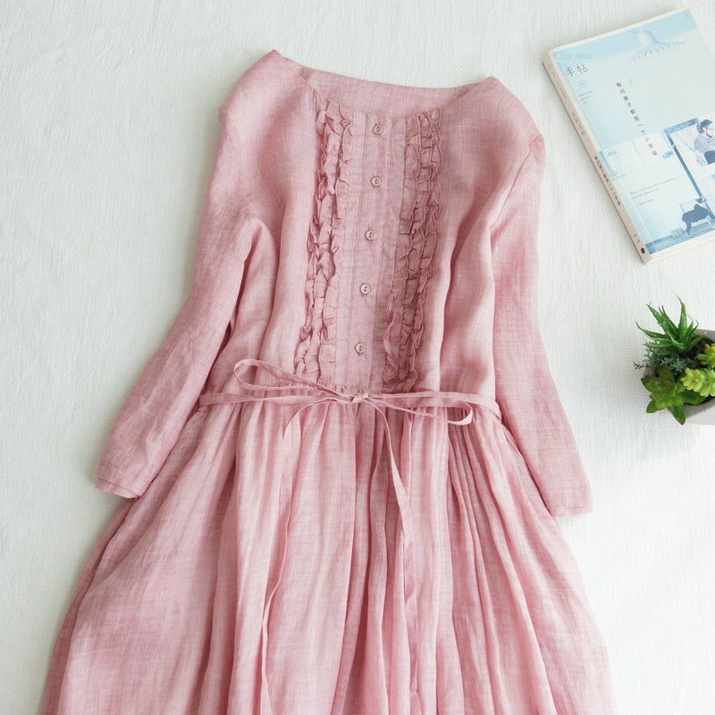 【M-2XL】👗👗2024 rochie lungă nouă din bumbac și in