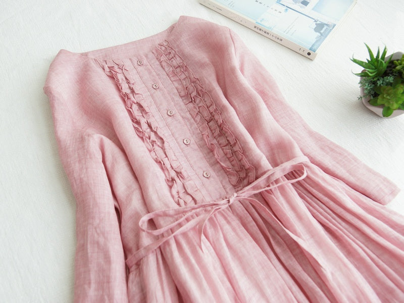 【M-2XL】👗👗2024 rochie lungă nouă din bumbac și in