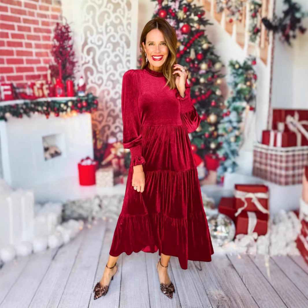 💖Rochie luxoasă cu mânecă lungă și tiv cu volane pentru femei