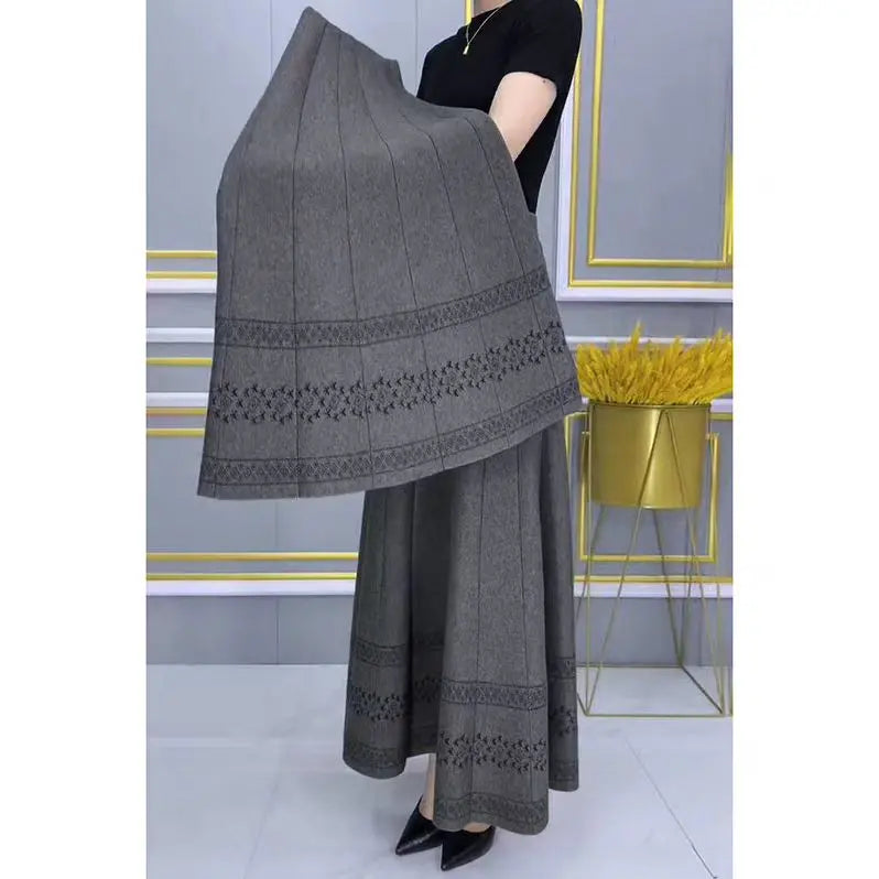 【S-3XL】Fusta de lână îngroșată de toamnă și iarnă