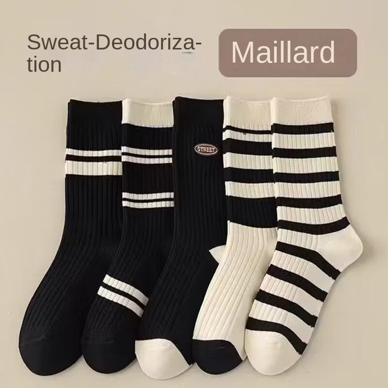 🧦【Cumpărați 10, primiți 10 gratuit】Toamnă și iarnă populare șosete din bumbac tricotate în dungi