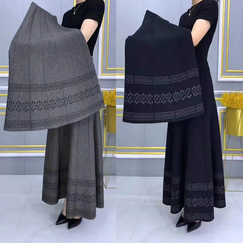【S-3XL】Fusta de lână îngroșată de toamnă și iarnă