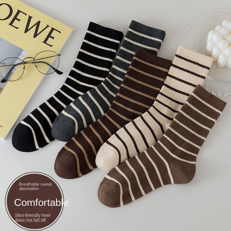 🧦【Cumpărați 10, primiți 10 gratuit】Toamnă și iarnă populare șosete din bumbac tricotate în dungi
