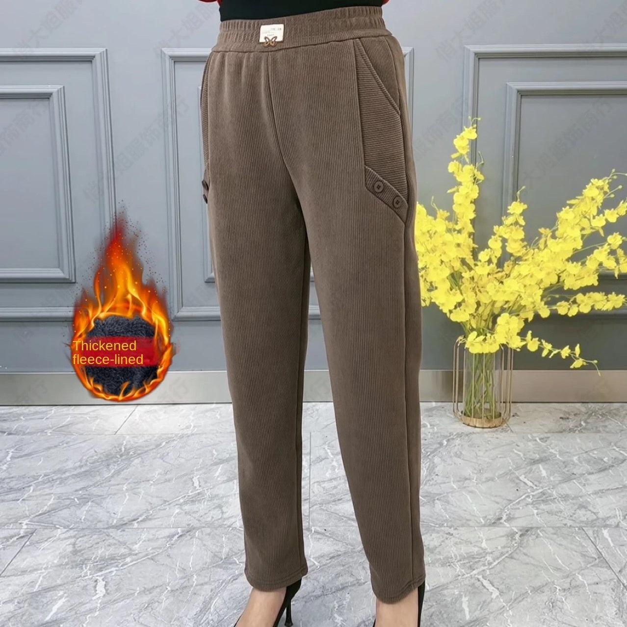 【2XL-5XL】Noua toamna si iarna ingrosata catifea pantaloni largi casual mari marime✅【55-92.5kg】