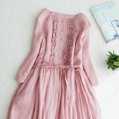 【M-2XL】👗👗2024 rochie lungă nouă din bumbac și in