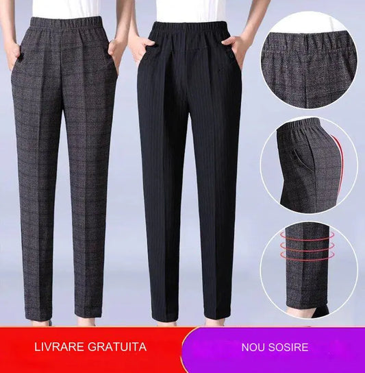 🔥Cumpărați 1, primiți 1 gratuit🔥【45-90KG】Pantaloni casual drepti de pluș pentru femei cu talie înaltă de toamnă și iarnă